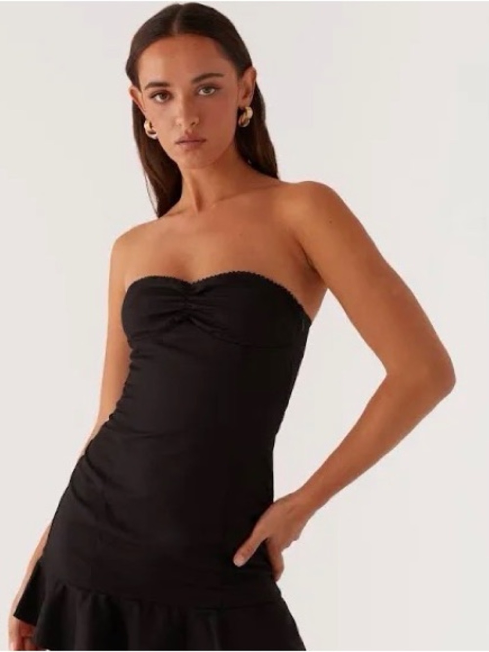 Strapless Black Demi Bustier Mini Dress